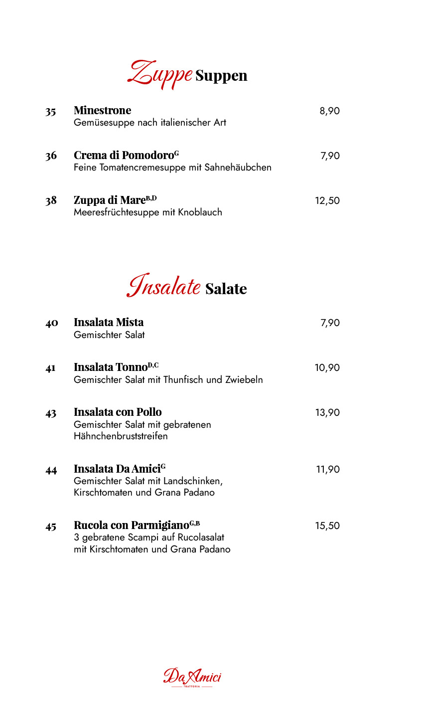 Trattoria Da Amici Glindow - Werder (Havel) Speisekarte 2