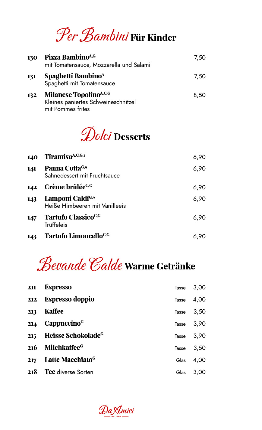 Trattoria Da Amici Glindow - Werder (Havel) Speisekarte 6